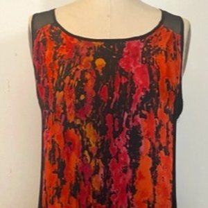 Print Dress with Pockets, Contemporary Brand, Size 8, Pink/ Orange/Black